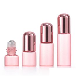 Packing Bottles Rose Gold Roller Glass Essential Oil Bottle Travel Portable Empty Cosmetic Sub 1Ml/2Ml/L/5Ml Drop Delivery O Dhgarden Dhz0B