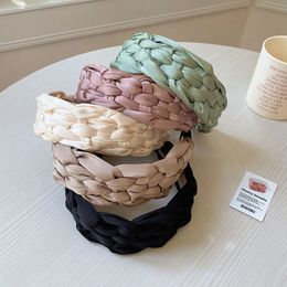 Wide Side Woven Fabric Solid Colour Headbands Fashion Hair Accessories For Women Trendy Casual Hairband Hair Band Girl Headwear