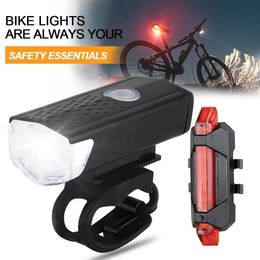 Bike Lights USB rechargeable bicycle light set with headlights and tail lights easy to install 3 modes of accessories for bicycles 231117