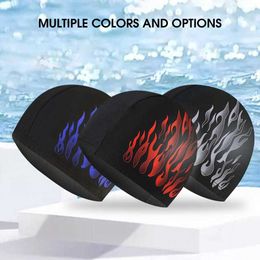Swimming caps Used for pool covers sun lightweight soft ear protection flame patterns and swimming cap drying P230531