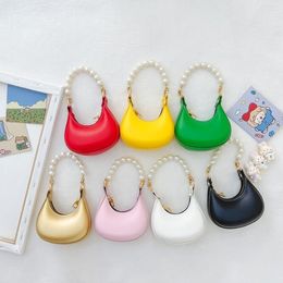 Children princess handbag 2023 fashion moon pearl shoulder bags mini girls coin purse factory supply