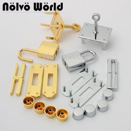 Bag Parts Accessories 1-5 sets 2 Colours 36*28mm gold chrome durable rectangle a set of lock for woman handbag with eyelets key lock purse accessories 230418