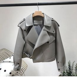 Womens Leather Faux True Sheepskin Jacket High Quality Fashion Model Coat 231118