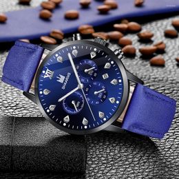 Wristwatches Top Men's Calendar Watches Men Military Leather Strap Mesh Casual Quartz Watch For Wristwatch Relogio Masculino Montre