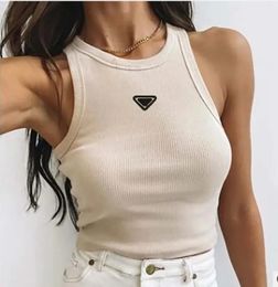 Prrra Summer White Women Tops Tees Crop Top Embroidery Sexy Off Shoulder Black Tank Top Casual Sleeveless Backless Top Shirts Luxury Designer Solid Color 514
