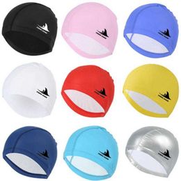 Swimming caps Nylon New Adult Pu Swimming Cap Professional Unique Good Elasticity Pu Cap Solid Color Waterproof High Elastic Swimming Cap P230418