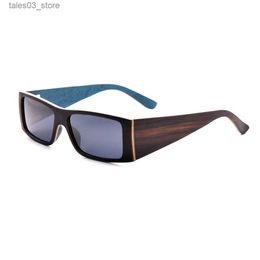 Sunglasses Retro Rectangle Ebony Wood Sunglasses Men Women Brand Designer Vintage Sun Glasses Black Square Classic Polarized Shades Q231120