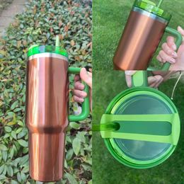 With Same Logo 40oz H2.0 Stainless Steel Tumblers Mugs With Silicone Handle Lid Straw 2nd Generation Big Capacity Travel Car Cups Vacuum Insulated Water Bottles 1118