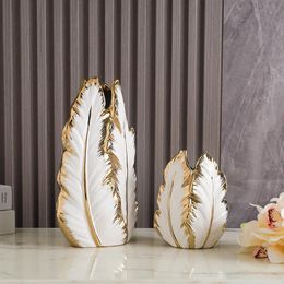 Vases Nordic light luxury gold painted ceramic high-end vases Personalised living room porch decoration TV cabinet creative home d 231117