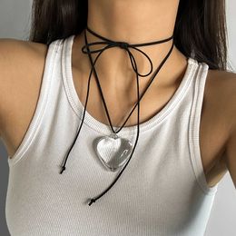 Pendant Necklaces Lacteo Y2K Heart Necklace Choker for Women DIY Shape Velvet Rope Chain New In Necklaces Jewellery Accessories Goth Punk 2023 Z0417