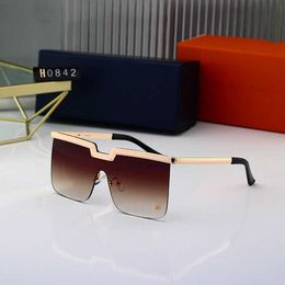 Fashion designer LOU VUT luxury Cool sunglasses 2023 new square frameless one-piece mesh red glasses large frame fashionable