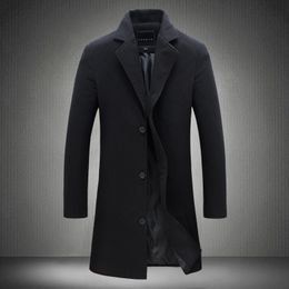 Men's Trench Coats Spring and Autumn 2023 Long Solid Colour Single breasted Windbreaker Fabric Large Casual Style Coat Wear 230417