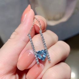 Lovers Chocker Necklace Heart zircon 925 Sterling Silver Wedding Pendants Necklace For Women Bridal Promise Charm Jewellery