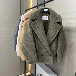 Women's Fur Faux Fur Winter Short Coat Women Jacket Teddy Bear Coat Female Autumn Fashion Casual Camel Double Breasted High-end Keep Warm Coat 231117