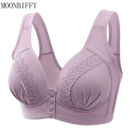 Bras Large Size Front Button Bra Comfortable Gather Bra Breathable Brassiere Thin Section Without Steel Ring Lingerie Women Underwear P230417