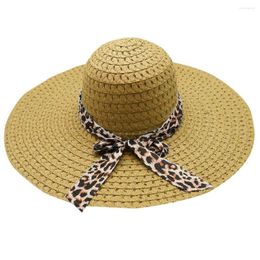 Berets JAYCOSIN Women Leopard Print Big Straw Hat Summer Cap Floppy Uv Protect Wide Brim Foldable Female Girls Beach