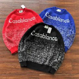 Men's Sweaters Y2K Casablanca sweater Red Black Blue Colours Men Women Jacquard Fashion Casablanca Sweatshirts Good Quality T231118