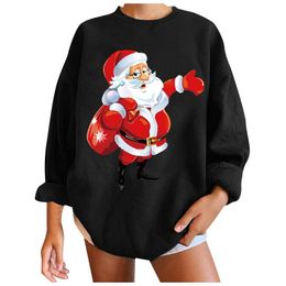 Women's Blouses & Shirts Fun Christmas Print Blouse Funny Cute Casual Loose Sports Top Pullover Shirt Blusas Chemise Femme