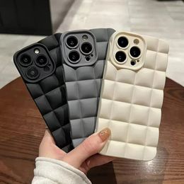 3D Diamond Plaid Phone Case For iPhone 11 12 13 14 Pro X XR XS Max 6s 7 8 Plus Matte Fashion Shockproof Soft Silicon Phone Case