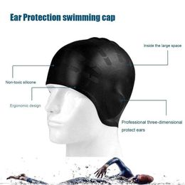 Swimming caps Caps Men Women Long Hair Ear Protect Large Natacion Badmuts Silicone Diving Hat Waterproof Swim Pool Cap P230418nice