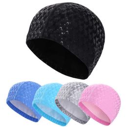 Swimming caps PU Coating Men Women Swim Pool Swimming Cap Shiny Shark Skin Elastic Bathing Hat Waterproof Long Hair Ear Protection for Adults P230418