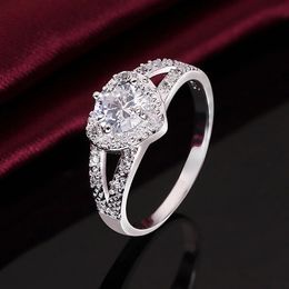 Wedding Rings Pretty 925 Silver crystal romantic heart diamond For Women Fashion Party Gifts luxury wedding accessories Jewellery 231117