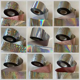 Stickers Decals 1 roll 120m*4cm Holographic Nail Foils Laser Star Waves Nail Transfer Foil Gold Sliver Holographic Sticker Decals Chameleon 231117