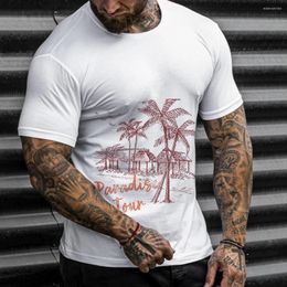 Men's T Shirts Summer Men's T-shirt 3d Coconut Tree Print Hawaiian Short Sleeve Fashion Beach Clothing Oversized