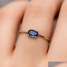 Band Rings Wedding Rings For Women Simple Mticolor Oval Zircon Light Gold Color Wholesale Bride Jewelry Friendship Gift R865 Dhgarden Otw5T