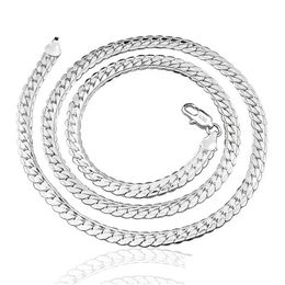 Chains Sterling Sier 6Mm Side Chain 22 Necklace For Woman Men Fashion Wedding Engagement Jewelry Gift Drop Delivery Jewelry Dhgarden Otj2X