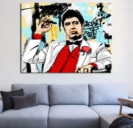 Tony Montana Classic Movie Minimalist Pose Wall Art Canvas Poster Printed Canvas Oil Painting Decorative Picture Bedroom Home Deco4584413