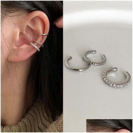 Ear Cuff 3Pcs/Set Clips Earrings For Women Uni Minimalist Fashion Cartilage Hoop Ear Cuff Fake Piercing Clip On Earring Drop Dhgarden Ot4L6