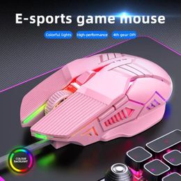 Mice Wired game mouse USB LED effect 6 button esports office mute colorful 231117