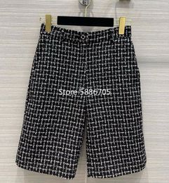 Women's Pants & Capris High Quality Designer Women Tweed Knee Length Plaid Woollen Weave Elegant Straight S689