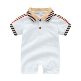 Rompers Summer fashion baby clothes Unisex cotton short sleeve Button Up Collar cute stripe ropa para bebes born baby boy girl romper 230418