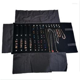 Jewelry Pouches Bags Jewelry Pouches Bags Portable Ring Earring Ear Studs Display Pouch Necklace Holder Roll Black Veet Pendant Orga Dhsox