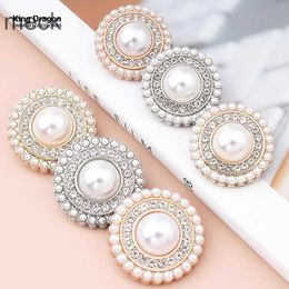 Button Hair Clips Barrettes New Arrival 6PC Rhinestone Decor Metal Gold Pearl Buttons For Clothes Coat Cardigan Sweater Sew Needlework 15MM-25MM KD896