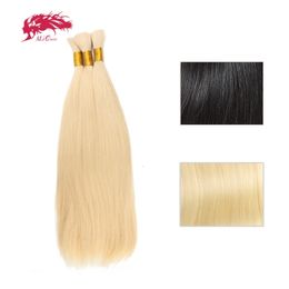 Hair Bulks Ali Queen Product 3Pcs 100 Human Brazilian Straight Natural Black Or 613 Bulk 231113