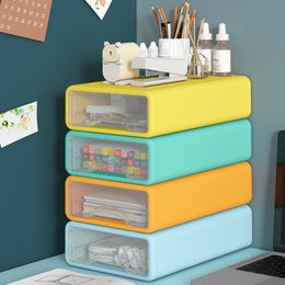 Storage Drawers Desk Organizer Document Sundries Holder Cosmetic Desktop Box Cabinet Home Office Stationery Stackable 230418