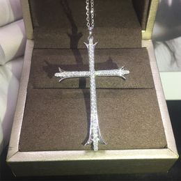 Vintage Cross Pendant Silver Colour Wedding Pendants Necklace For Women Charm Party Choker Jewellery Gift