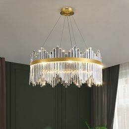 Modern Luxury Chandelier Round Shiny Dimmable Chandelier Suitable for Living Room Bedroom Dining Room Crystal Lighting Fixtures