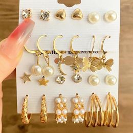 Dangle Earrings KISSWIFE 2023 Gold Color Heart Butterfly Set For Women Girls Metal Pearl Star Moon Stud Charm Jewelry