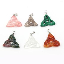 Pendant Necklaces Natural Agates Stone Triangle Shape Malachites India Charms For Making DIY Jewerly Necklace 32x35mm