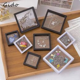 Jewelry Boxes 5 10PCSTransparent Display Box Case Ring Necklace Bracelet Organized 3D Floating Square Frame Storage Collection 231117