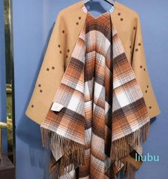 Women's Chequered wool shawl pattern Italian brand long collar winter tassel scarf women's blanket scarf luxury