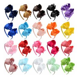 4.5 inch Cute Bowknot Hair Band For Baby Girls Ribbon Handmade Hair Bows Hairbands Headband Headwear Hair Accessories 20 Colours