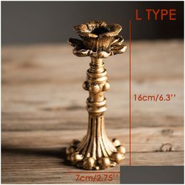 Candle Holders Retro Candlestick Resin Holder Sconce Nostalgic Antique French Stick Rack Accessories Home Decor Pography Props Drop Dhmd3