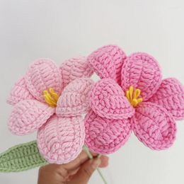 Decorative Flowers Finished Hand-Knitted Crochet Knitted Tulip Fake Flower Wedding Decoration Home Table Creative Decor Mother's Day