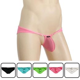 Ice Silk Transparent Low Waist Pouch Men S Thin Briefs With Detachable Button Mens Sexy Underwear