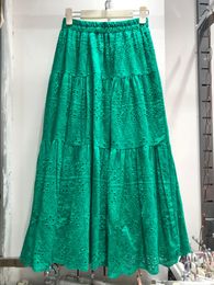 Skirts Spring Embroidered Lace Cotton Skirt A-line Cakee Long Skirt 230418